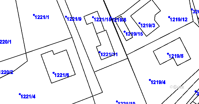 Parcela st. 1221/11 v KÚ Tachov, Katastrální mapa