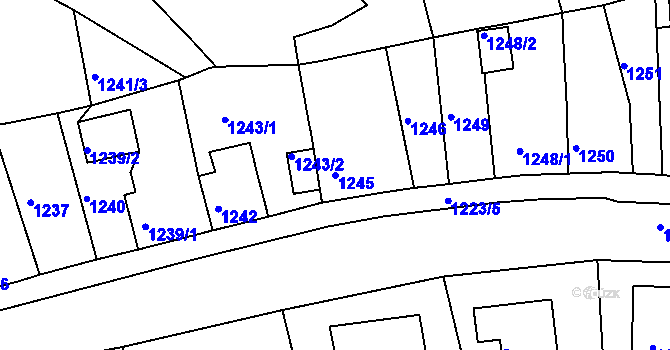 Parcela st. 1245 v KÚ Tachov, Katastrální mapa