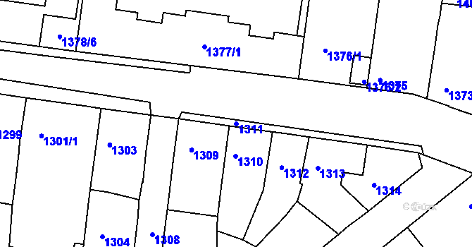 Parcela st. 1311 v KÚ Tachov, Katastrální mapa