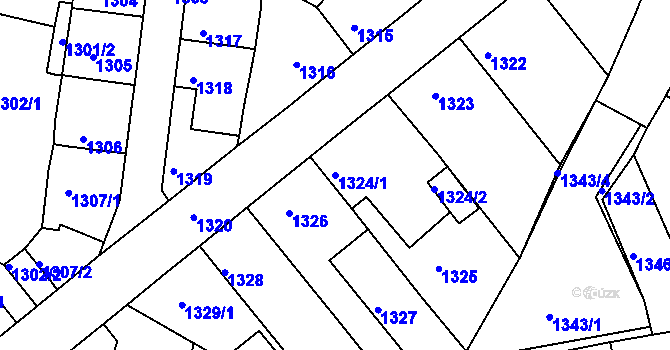 Parcela st. 1324/1 v KÚ Tachov, Katastrální mapa