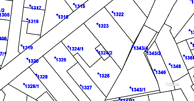 Parcela st. 1324/2 v KÚ Tachov, Katastrální mapa