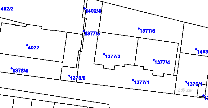 Parcela st. 1377/3 v KÚ Tachov, Katastrální mapa