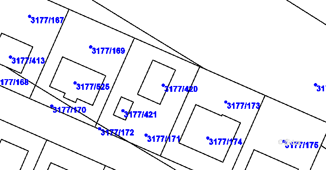 Parcela st. 3177/420 v KÚ Tachov, Katastrální mapa