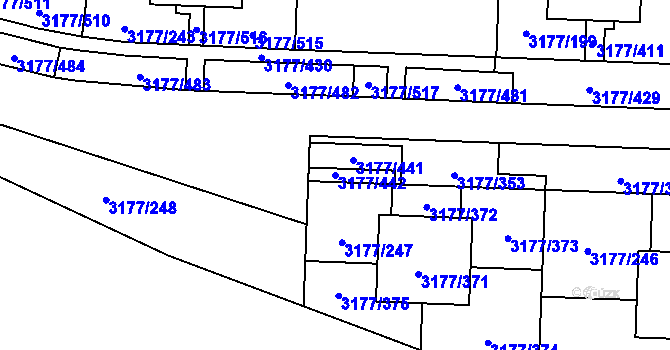 Parcela st. 3177/442 v KÚ Tachov, Katastrální mapa