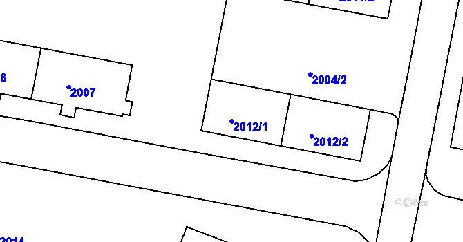 Parcela st. 2012/1 v KÚ Tachov, Katastrální mapa