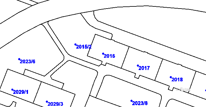 Parcela st. 2016 v KÚ Tachov, Katastrální mapa