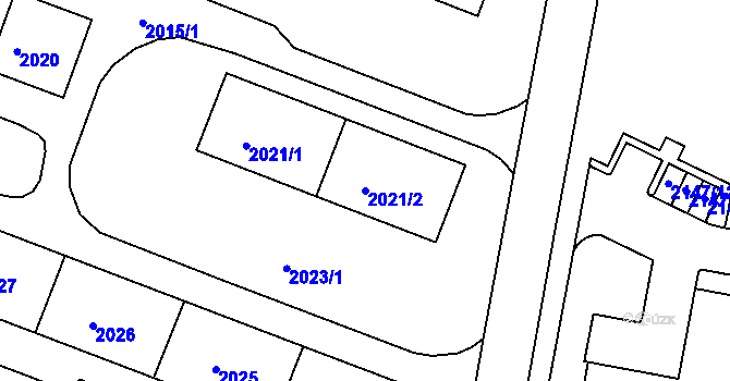 Parcela st. 2021/2 v KÚ Tachov, Katastrální mapa