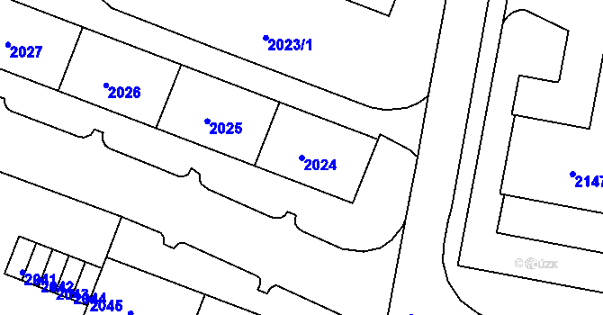 Parcela st. 2024 v KÚ Tachov, Katastrální mapa
