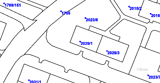 Parcela st. 2029/1 v KÚ Tachov, Katastrální mapa