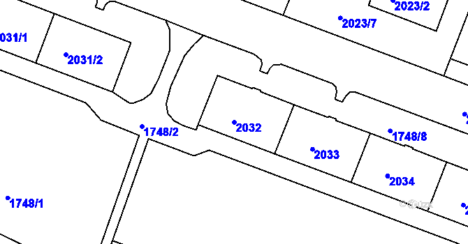 Parcela st. 2032 v KÚ Tachov, Katastrální mapa