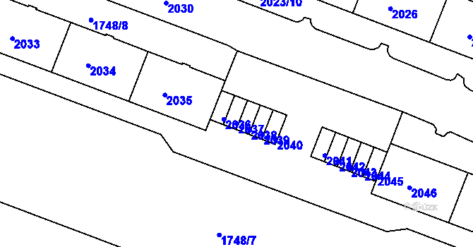 Parcela st. 2037 v KÚ Tachov, Katastrální mapa