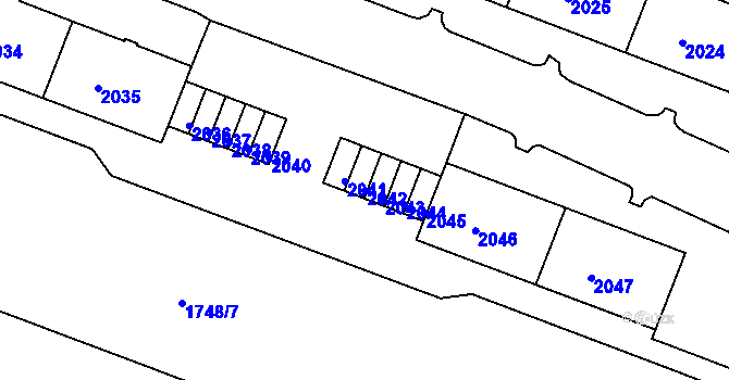 Parcela st. 2042 v KÚ Tachov, Katastrální mapa