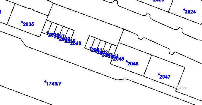 Parcela st. 2043 v KÚ Tachov, Katastrální mapa