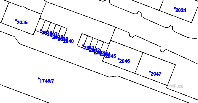 Parcela st. 2044 v KÚ Tachov, Katastrální mapa