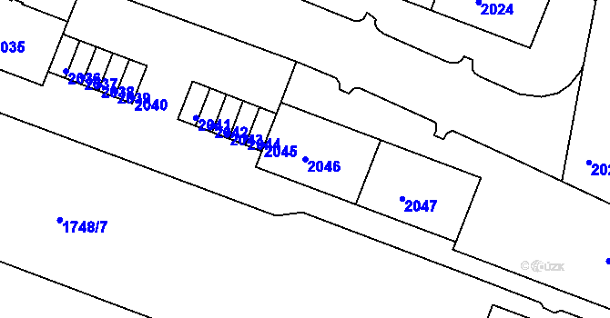 Parcela st. 2046 v KÚ Tachov, Katastrální mapa
