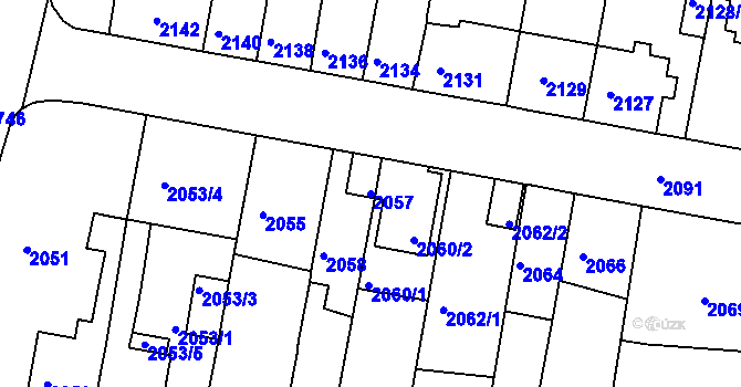 Parcela st. 2057 v KÚ Tachov, Katastrální mapa