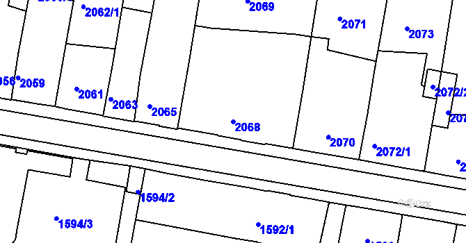 Parcela st. 2068 v KÚ Tachov, Katastrální mapa