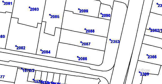Parcela st. 2087 v KÚ Tachov, Katastrální mapa