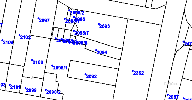 Parcela st. 2094 v KÚ Tachov, Katastrální mapa