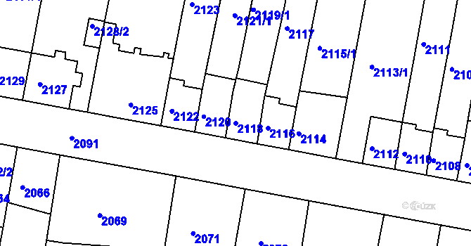 Parcela st. 2118 v KÚ Tachov, Katastrální mapa
