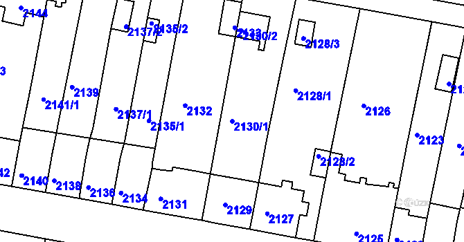 Parcela st. 2130/1 v KÚ Tachov, Katastrální mapa