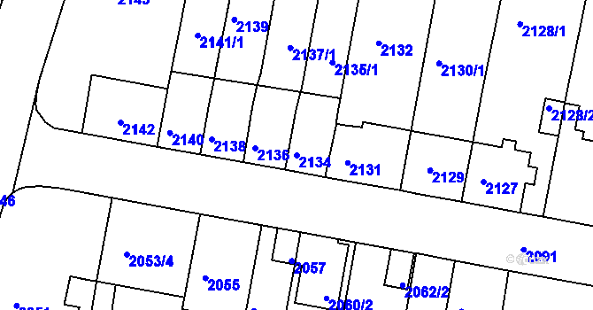 Parcela st. 2134 v KÚ Tachov, Katastrální mapa