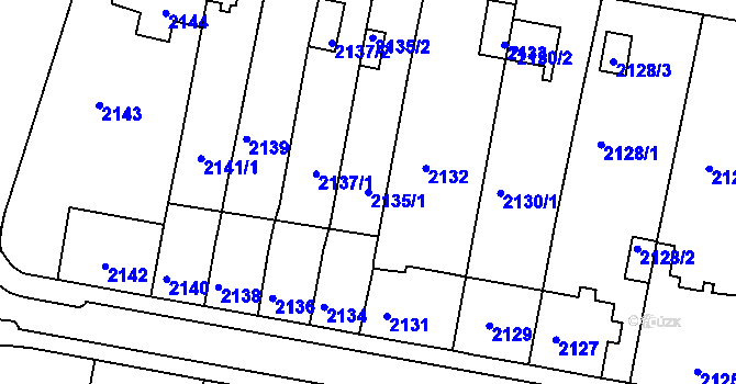 Parcela st. 2135/1 v KÚ Tachov, Katastrální mapa