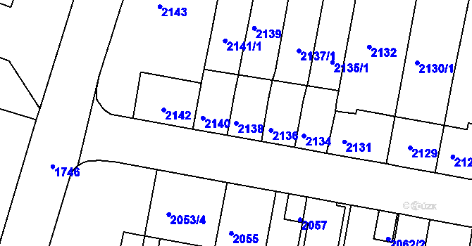 Parcela st. 2138 v KÚ Tachov, Katastrální mapa