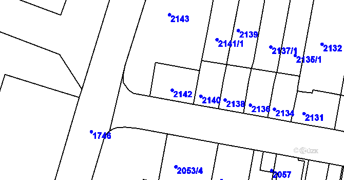 Parcela st. 2142 v KÚ Tachov, Katastrální mapa