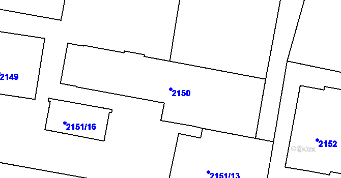 Parcela st. 2150 v KÚ Tachov, Katastrální mapa