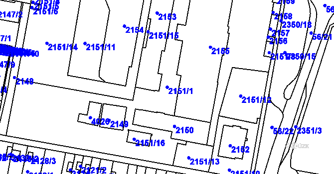 Parcela st. 2151/1 v KÚ Tachov, Katastrální mapa