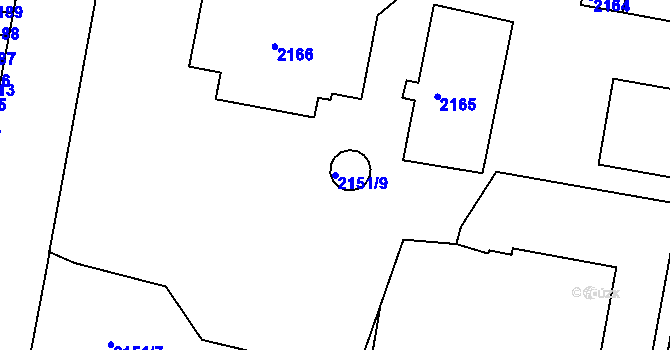 Parcela st. 2151/9 v KÚ Tachov, Katastrální mapa