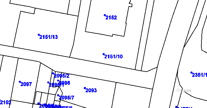 Parcela st. 2151/10 v KÚ Tachov, Katastrální mapa