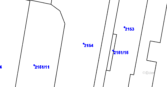 Parcela st. 2154 v KÚ Tachov, Katastrální mapa