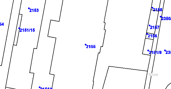 Parcela st. 2155 v KÚ Tachov, Katastrální mapa
