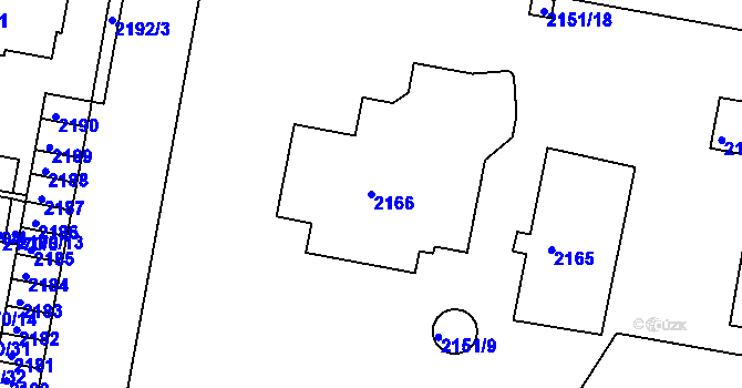 Parcela st. 2166 v KÚ Tachov, Katastrální mapa