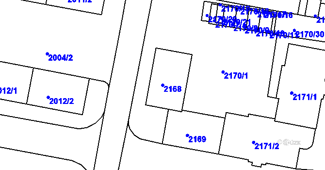 Parcela st. 2168 v KÚ Tachov, Katastrální mapa