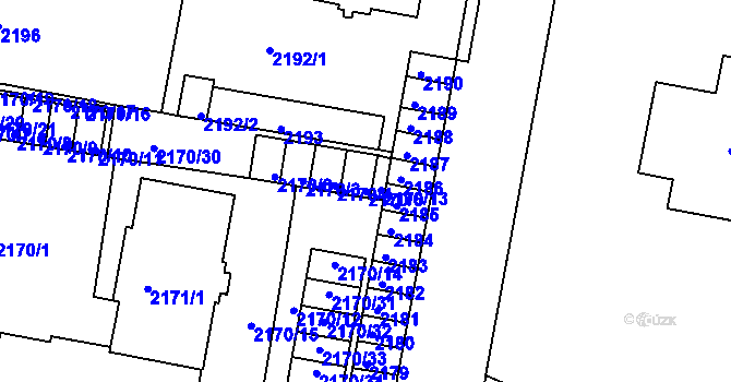 Parcela st. 2170/5 v KÚ Tachov, Katastrální mapa