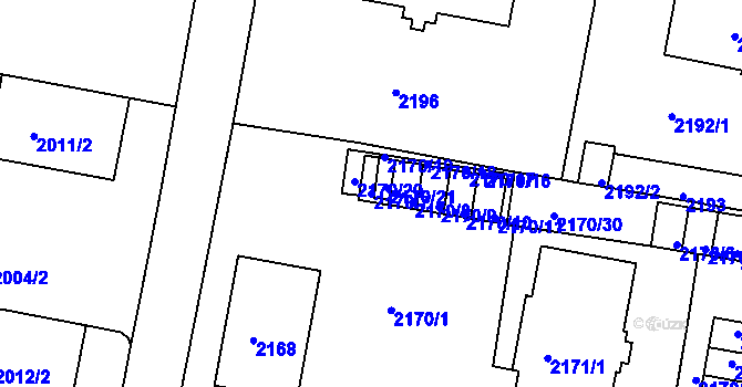 Parcela st. 2170/7 v KÚ Tachov, Katastrální mapa