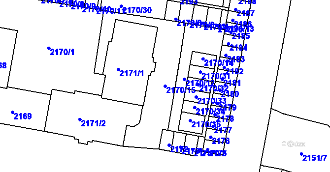 Parcela st. 2170/15 v KÚ Tachov, Katastrální mapa