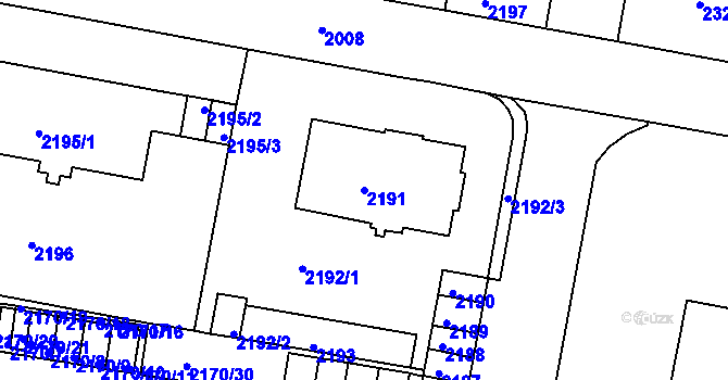 Parcela st. 2191 v KÚ Tachov, Katastrální mapa