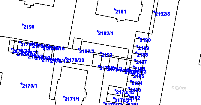Parcela st. 2193 v KÚ Tachov, Katastrální mapa