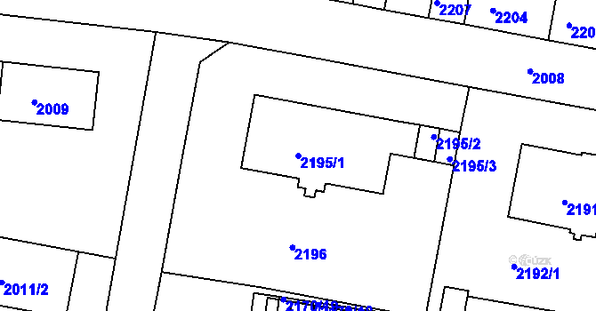 Parcela st. 2195/1 v KÚ Tachov, Katastrální mapa