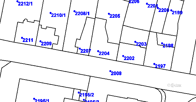 Parcela st. 2204 v KÚ Tachov, Katastrální mapa