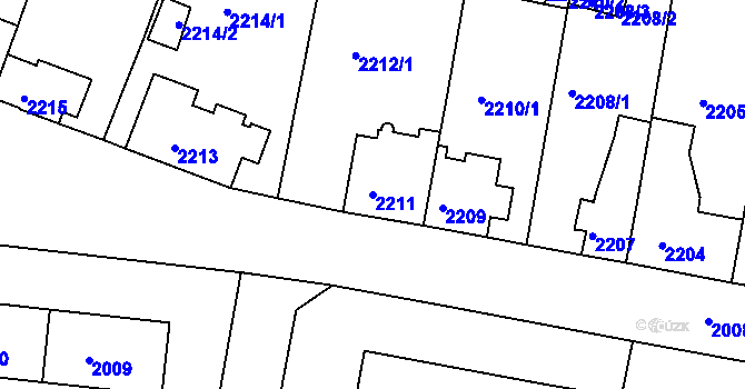 Parcela st. 2211 v KÚ Tachov, Katastrální mapa