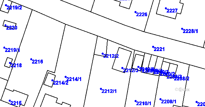Parcela st. 2212/2 v KÚ Tachov, Katastrální mapa