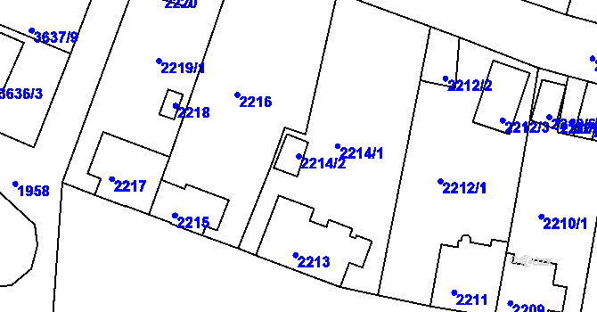 Parcela st. 2214/2 v KÚ Tachov, Katastrální mapa