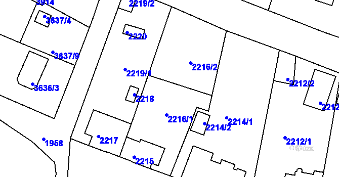 Parcela st. 2216 v KÚ Tachov, Katastrální mapa