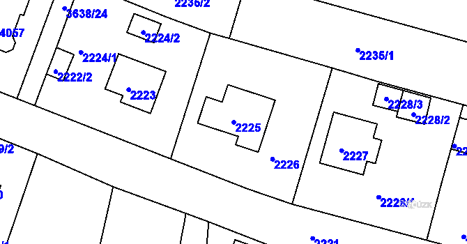Parcela st. 2225 v KÚ Tachov, Katastrální mapa