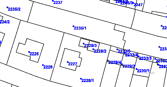 Parcela st. 2228/3 v KÚ Tachov, Katastrální mapa